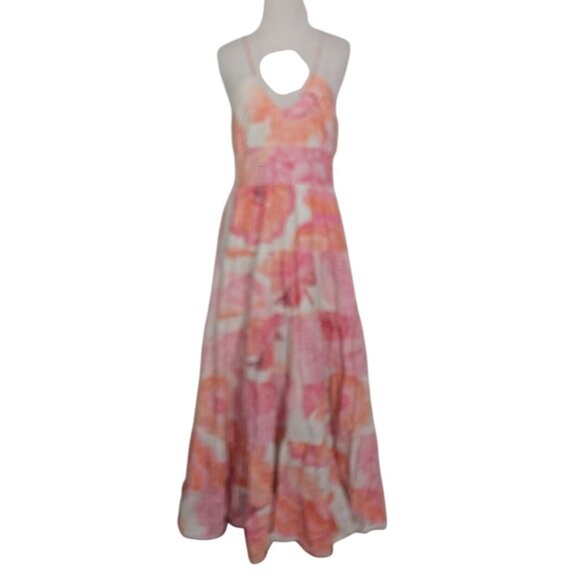Hutch Dresses & Skirts - Hutch Floral Astor Maxi Dress Womens Size 6 Orange Pink Tiered Cotton Lined